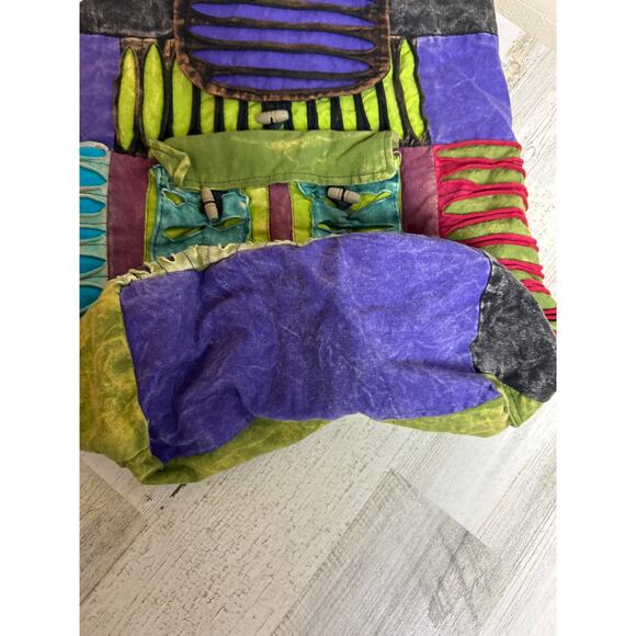 Rising International cotton boho multicolor backpack lined patchwork bag - Picture 3 of 5